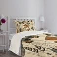 thumbnail image 4 of Ambesonne Mid Century Modern Quilted Bedspread Set 2 Pcs, Esoteric Rounds, Twin Size, Grey Yellow Pale Brown, 4 of 4