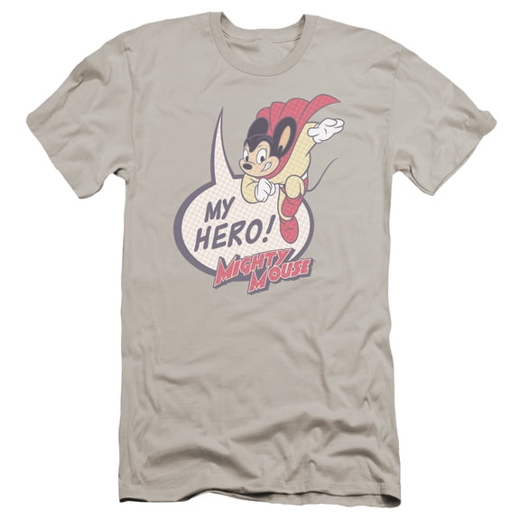 Mighty Mouse My Hero Premium Canvas Adult Slim Fit 30/1 T-Shirt Silver