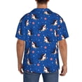 thumbnail image 3 of Uemuo Cute Shark Cartoon Pattern Cotton Linen Short Sleeve Shirts,Casual Lightweight Button Down Shirts,Vacation Beach Summer Tops-Small, 3 of 7
