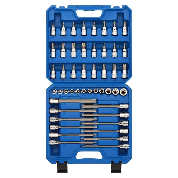 CASOMAN Ensemble de 48 Douilles Torx Maîtresses pour Disque de 3/8 Pouces et Douilles Torx Externes, Extra Long de 6 Pouces, Acier CR-V et S2