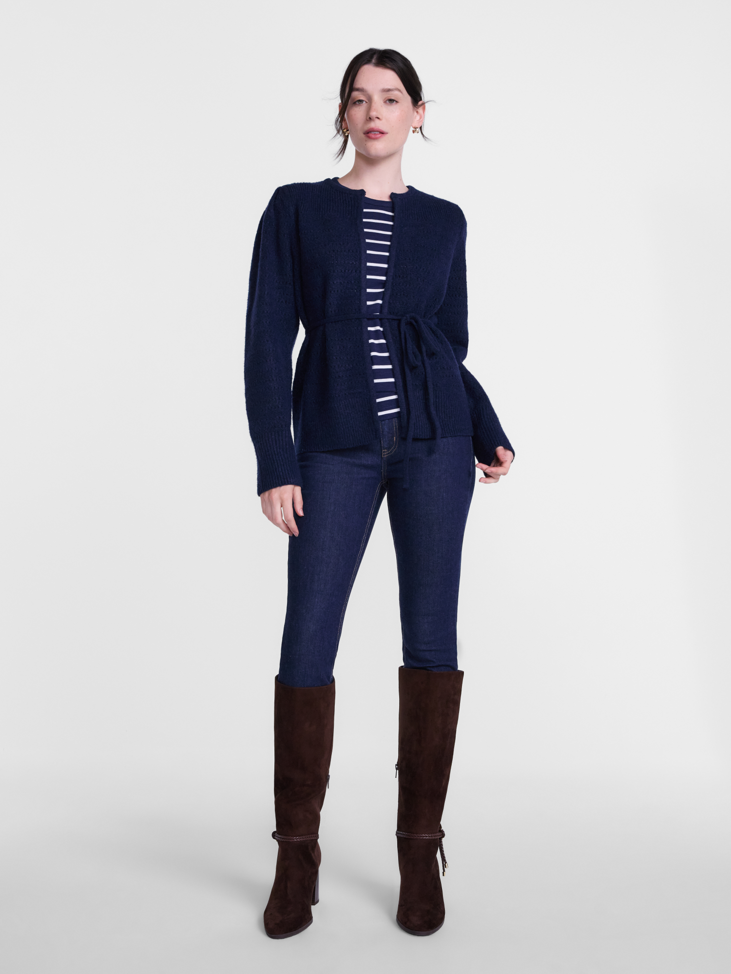 Scenario Women's Open Tie Cardigan with Pointelle Knit photo 3