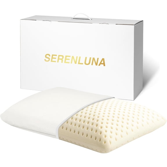 SerenLuna 100% Natural Talalay Premium Latex Pillow, Removable Cotton Cover Bed Pillows for Sleeping(Queen Soft)