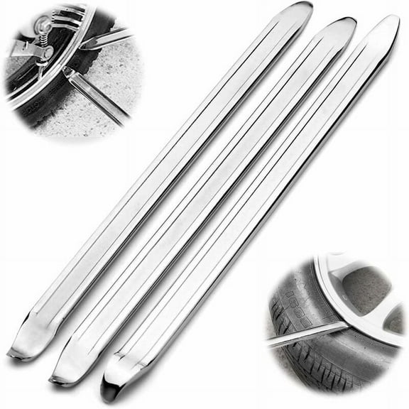 Heat Treated Tire Iron Set, 3Pcs Ergonomically Designed Tools For Easy Removal And Installation, Prevent Tube Pinching, Flat Curved Ends Provide Excellent Leverage For Ideal Small