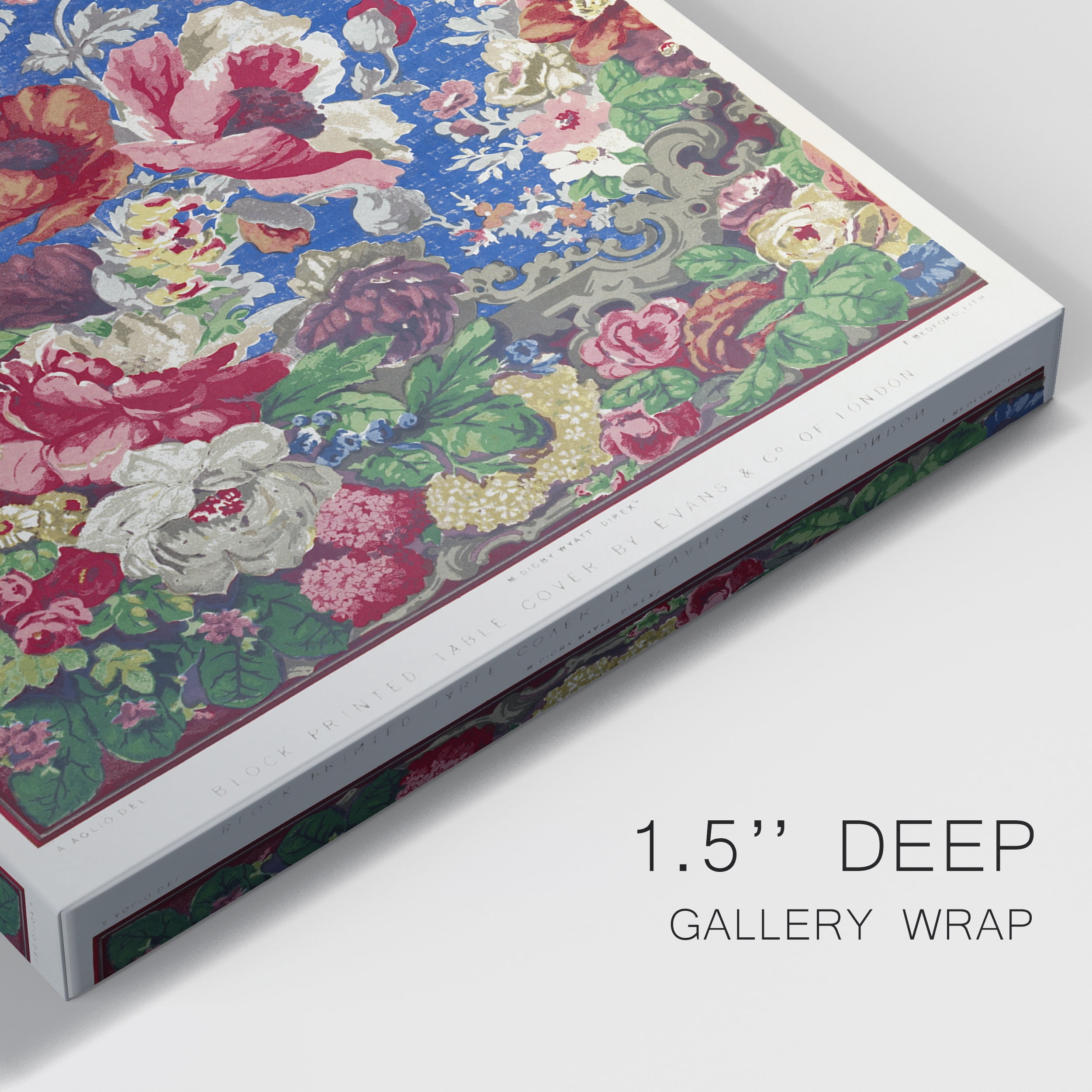 Block Printed Table Cover Premium Gallery Wrapped Canvas - Ready to Hang - 18 x 27