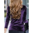 thumbnail image 5 of Ladies' High Neck Solid Color Velvet Long Sleeved T-shirt Top for Autumn and Winter Interior Matching Base Shirt for Women, 5 of 6