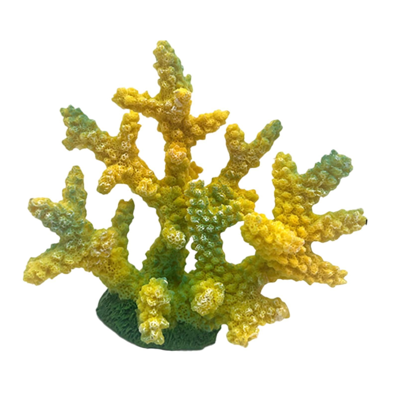 TOOYFUL Artificial Coral Figurine Sculpture Tank Landscape Resin Crafts Hideaway Versatile Aquarium Decoration for Desktop Table yellow