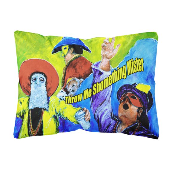 Carolines Treasures MW1108PW1216 Mardi Gras Throw me something mister   Canvas Fabric Decorative Pillow 12H x16W