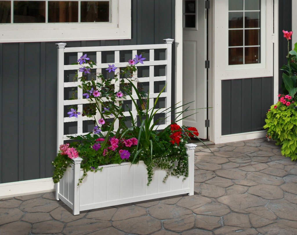 Huron Planter with Trellis by New England Arbors