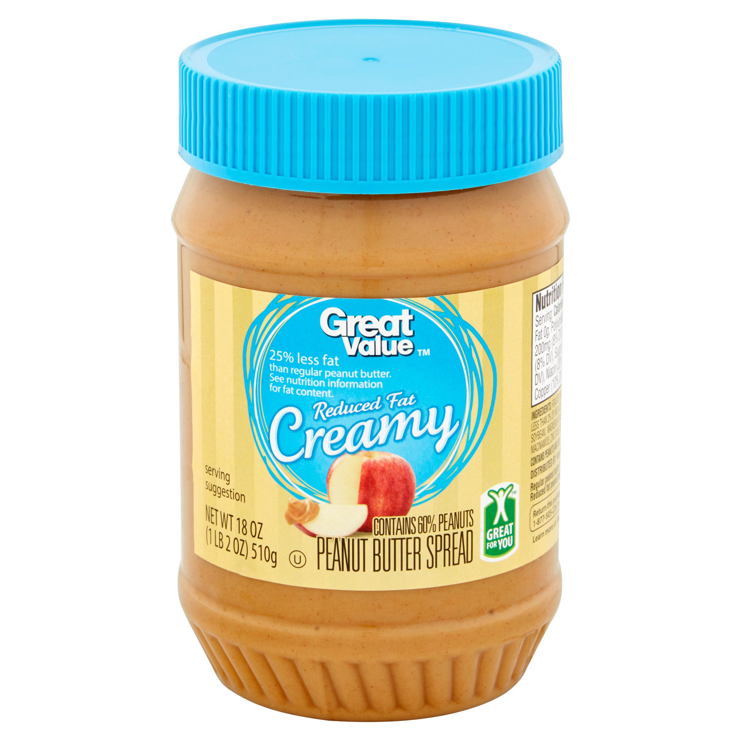 Great Value Reduced Fat Creamy Peanut Butter Spread, 18 ounces 