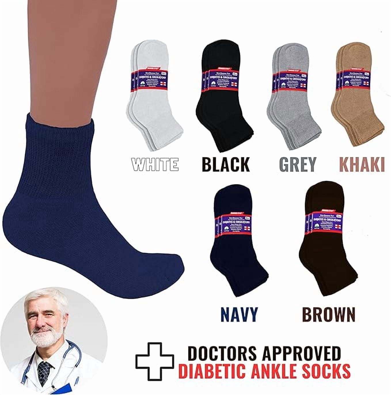 Diamond Star Diabetic Ankle Socks - Non Binding Quarter Socks for Men & Women, Cushion Circulatory Socks (Navy - 3 Pairs, Socks Size 9-11, Fit Women's Shoe Size 5-10)