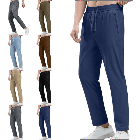 Mens and Big Men's Mens Pants Lightweight Hiking Running Pants Outdoor Sports Breathable Zipper Pockets Athletic Work Pants Full Length Pants Men's Trousers