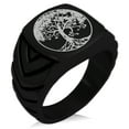 thumbnail image 1 of Stainless Steel Tree of Life Chevron Pattern Biker Style Polished Ring, 1 of 1