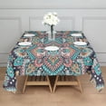 thumbnail image 3 of Multicolor Ethnic Paisley Pattern Square Tablecloth,Waterproof Square Table Cover,Wipeable Spillproof Washable Table Cover for Home Kitchen Party Decor 52"x52"(132x132cm), 3 of 6