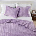 thumbnail image 2 of Dual-Sided Velvet Box-Stitched Heavyweight 3-Piece King Quilt Set, Lavender, 2 of 6