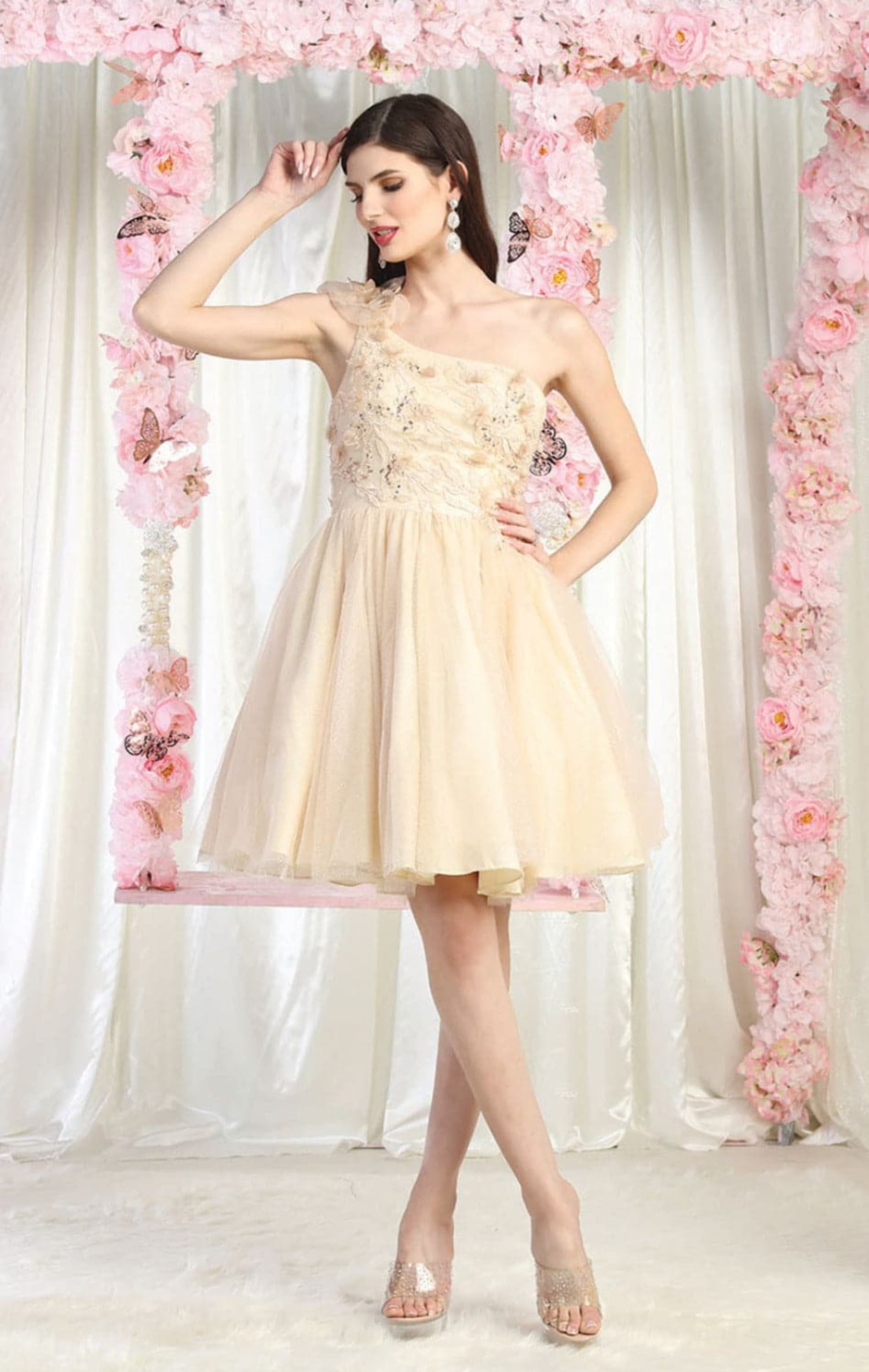 May Queen MQ1952 Juniors Womens 3D Floral Applique Corset May Queen MQ1952 Juniors Womens 3D Floral Applique Corset