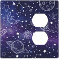 thumbnail image 1 of NICKSUN Galaxy Space Purple Combination Wall Plate, 2 Gang 1 Blank 1 Duplex Outlet Cover Decorative Switch Plate for Office Home Decor, 4.5 x 4.5 Inch, 1 of 7