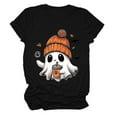thumbnail image 5 of frariair ​Spooky Season Essential Halloween Pumpkin Graphic Tee For Women Fall Festival Short Sleeve Crew Neck T-Shirt​Black XXXL, 5 of 5