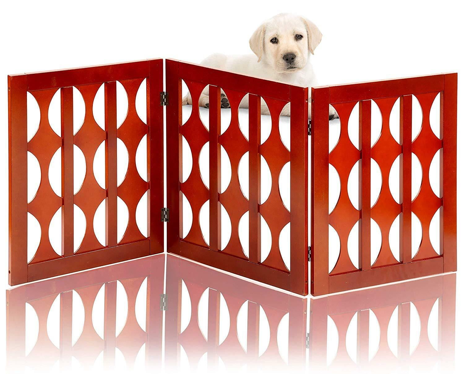 Wooden Freestanding Pet Gate for Dogs, Foldable & Expandable Walmart