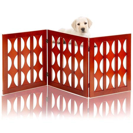 Wooden Freestanding Pet Gate for Dogs – Safety Security Barrier for Stairs & Doorways-Foldable &