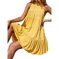thumbnail image 4 of LUXUR Robe d'Été Tunique pour Femme Robes Courtes Décontractées Évasées Jaune G, 4 of 4