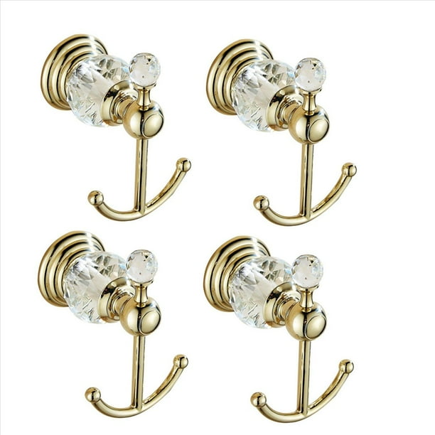 4X Gancho de Toalla de Cristal, Dorados para Batas, Colgador de Pared para Toallas de Mano de BañO para Armario de Ropa, Cocina Montada en la Pared