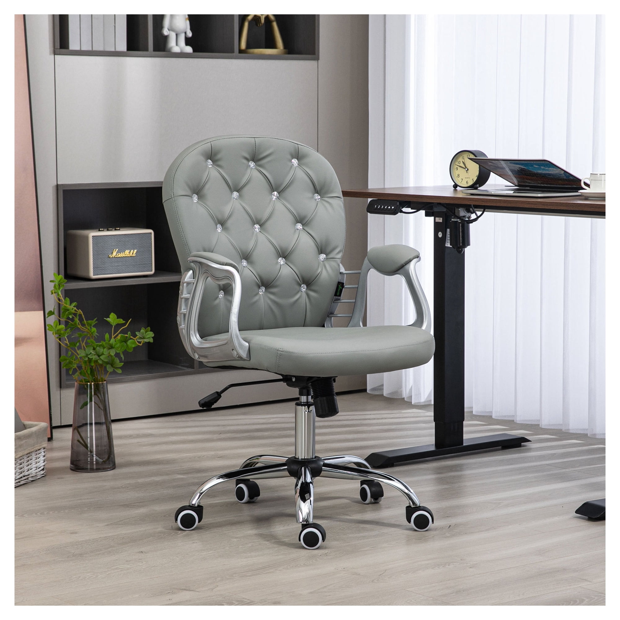 button tufted desk chair gray product