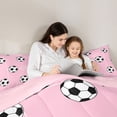 thumbnail image 5 of Erosebridal Soccer Kids 7pcs Bedding Comforter Set,Football Lovers Ball Games Queen Bedding Sets For Boys Teens,Reversible Pink, 5 of 7