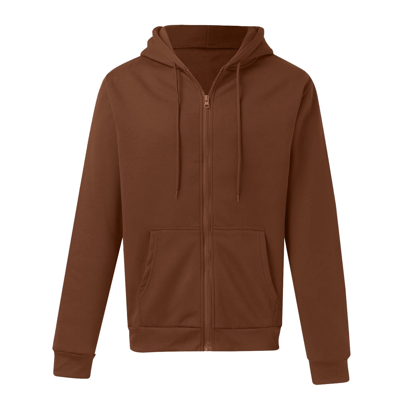 Outfmvch Men's Zip-Up Hoodie,Full-Zip Hoodie,Hooded Sweatshirt,Fleece Hoodie Men's Fashionable Casual Solid Color Trendy Hooded Zipper Sports Hoodie Brown 3XL