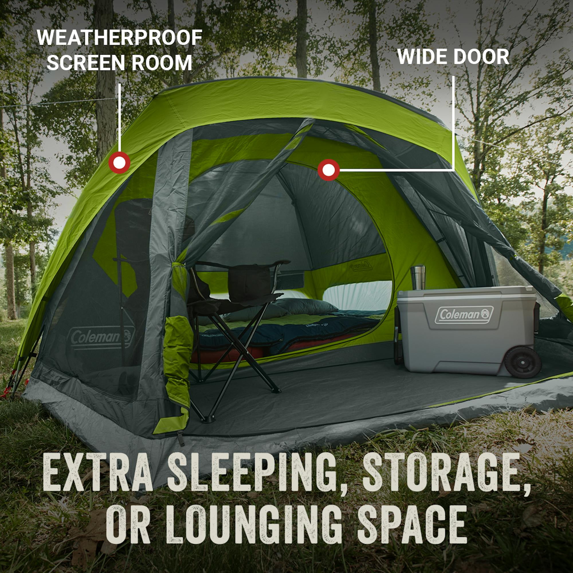 Coleman Skydome™ 6-Person Camping Tent with Screen Room, Rock Grey