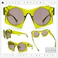 thumbnail image 2 of Retro Square Round Circle Lens Plastic Geometric Mod Sunglasses Green - Brown, 2 of 8