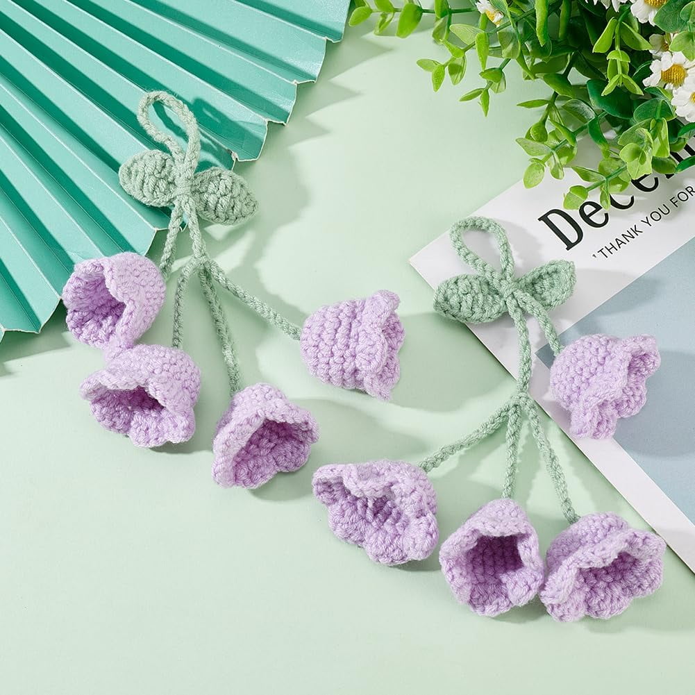  VICASKY 4pcs Lily of The Valley Pendant Cute Car Accessories  Hand-Knitted Flower Crochet Car Mirror Hanging Accessories Knitted Flower  Charms Car Gadgets Key Chain Yarn Girl Purple Acrylic : Automotive