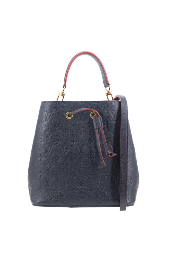 Pre-Owned Louis Vuitton NeoNoe MM Monogram Empreinte Leather Shoulder Bag Navy Blue