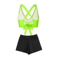 thumbnail image 6 of PWPSG Crisscross Twist High Waisted Shorts Two Piece Swimsuit Waist Cinching Shaping for Poolside Wear Green XXL, 6 of 6