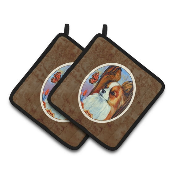 Carolines Treasures 7039PTHD Papillon Pair of Pot Holders 7.5HX7.5W multicolor