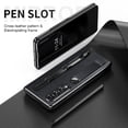 thumbnail image 6 of Galaxy Z Fold 3 Case with Pen Slot, Allytech View Electroplated Mirror Surface Full Protective All-Inclusive PU Leather Flip Shell Kickstand Hand Strap Case for Samsung Galaxy Z Fold3 5G 2021, Black, 6 of 9
