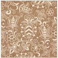 thumbnail image 2 of SAFAVIEH Beach House Robynne Botanical Indoor/Outdoor Area Rug, Brown/Beige, 6'7" x 6'7" Square, 2 of 17