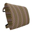 thumbnail image 1 of Yellow Damask Lumbar Pillow, Fish Scale Style Traditional Eastern Peacock Motif and Braid Stripes, Soft Back Cushion Office Chairs with Adjustable Straps, 14" x 13", Yellow and Purple, by Ambesonne, 1 of 7