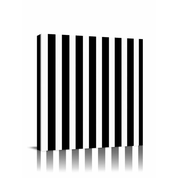 Classic Black and White Stripes Canvas Wall Art, Framed Wall Decor Modern Artwork Prints Painting for Living Room, Bedroom, Kitchen & Cafe Decor 8x8 Inch