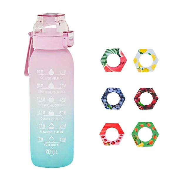Clearance, 1 Liter Bottle, Update Water Bottle Up Set With 6 Capsules Drinking Straw, No Sugar, Outdoor Water Bottle Free