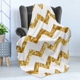 thumbnail image 4 of Abstract Soft Flannel Fleece Blanket, Horizontal Zigzag Pattern Chevron Minimalist Backdrop Simple Modern Design, Cozy Plush for Indoor and Outdoor Use, 60" x 80", Pale Coffee White, by Ambesonne, 4 of 5