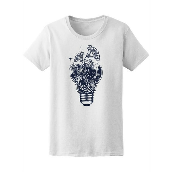 Light Bulb Growing Flowers T-Shirt Women -Image by Shutterstock, Female x-Large