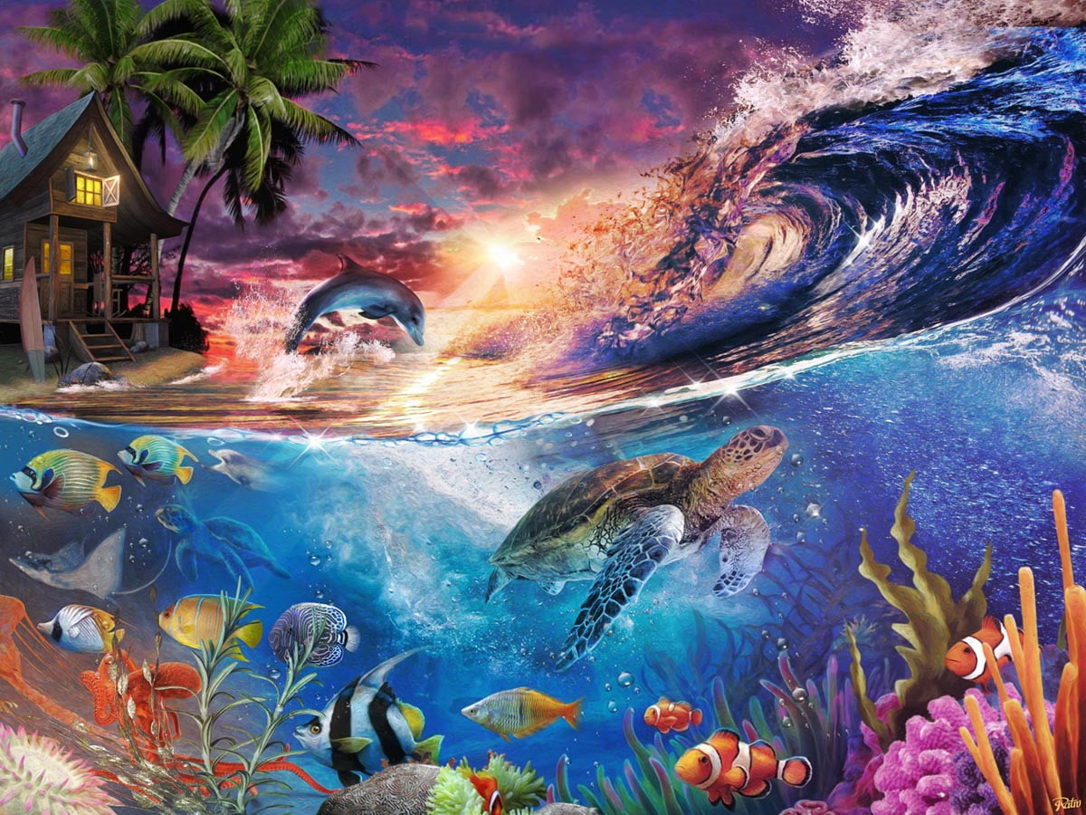 Cobble Hill 2000 Piece Puzzle - Coral Sea - Sample Poster
