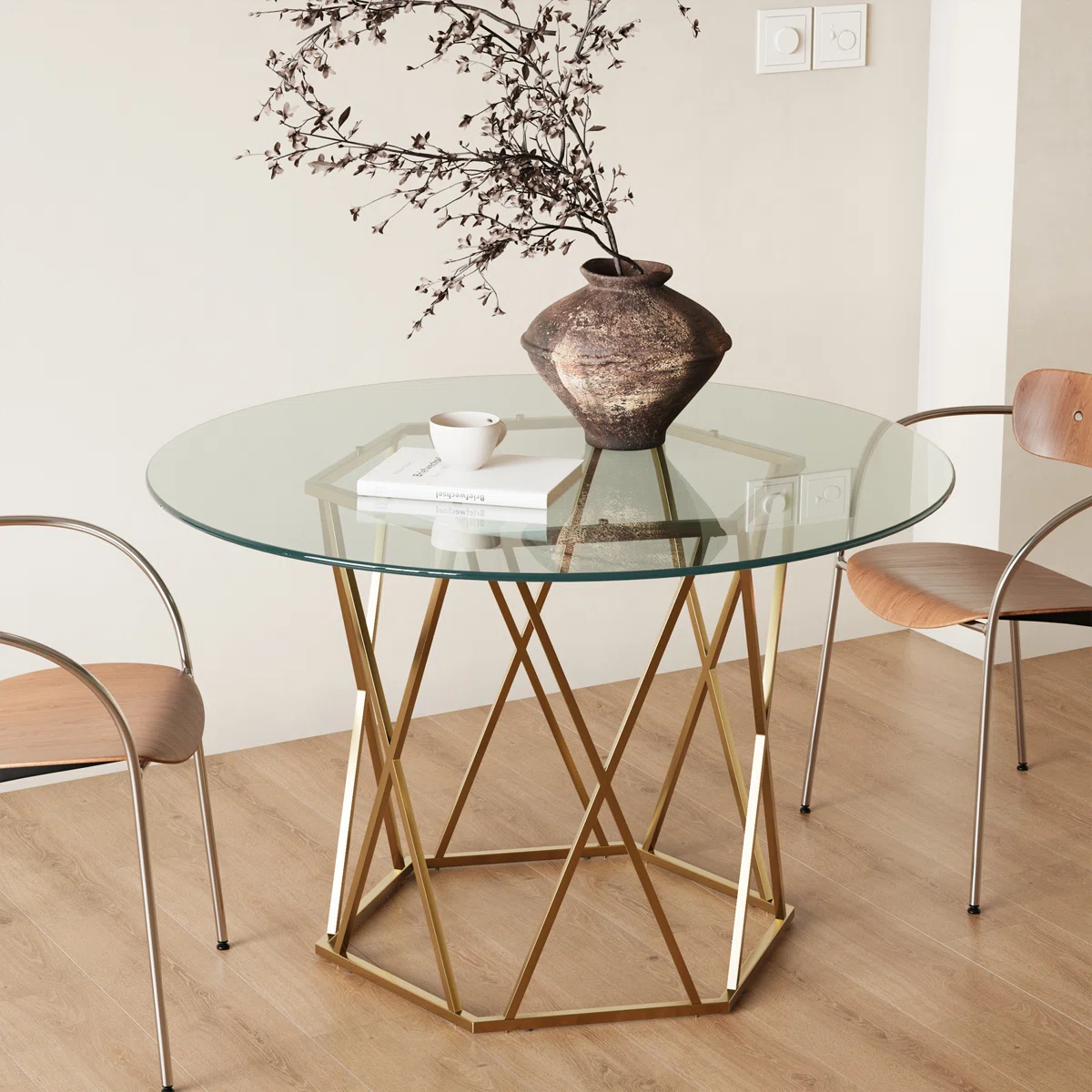 MAYEERTY 31.5in Round Tempered Glass Table Top, 1/3" Thick Beveled Polished Edge