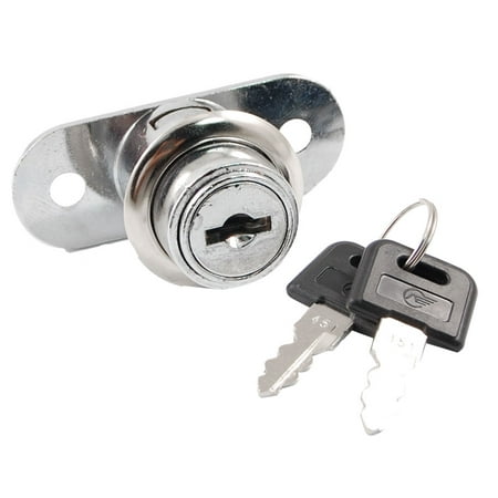 Silver Tone Cylinder Shape Security Push Type Furniture Metal Lock w 2 (Best Push To Talk Key)