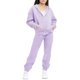 thumbnail image 2 of Chaqueta de invierno de color liso para niños, sudadera larga con capucha y cremallera y pantalones deportivos con lazo en las piernas, conjunto deportivo informal con forro polar para mayor calidez,, 2 of 5