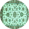 thumbnail image 1 of Ahgly Company Indoor Round Abstract Turquoise Blue Modern Area Rugs, 8' Round, 1 of 4