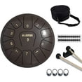 thumbnail image 5 of LAGRIMA Steel Tongue Drum, 11 Notes 10 Inches Percussion Instrument with Drum Mallets Note Stickers Finger Picks Mallet Bracket and Gig Bag, Brown, 5 of 7