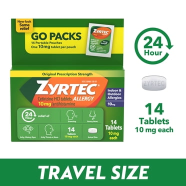 Zyrtec 24 Hour Cetirizine HCl Allergy Relief Tablets, 14 x 1 Count Packs