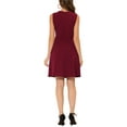 thumbnail image 3 of INSPIRE CHIC Robe Midi Évasée Sans Manches à Ligne A Unie pour Femme pour le Travail TG Bourgogne, 3 of 6
