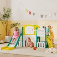 thumbnail image 2 of Qaba Toddler Slide, 7 in 1 Kids Slide with Climber, Basketball Hoop, Yellow, 2 of 10
